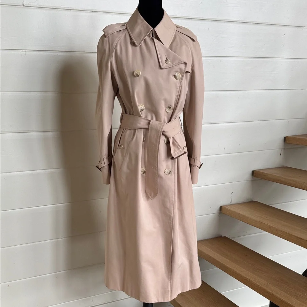 Burberry’s Waterloo Harataige Classic Vintage Beige Trench Coat Women’s 42 long - Picture 1 of 16